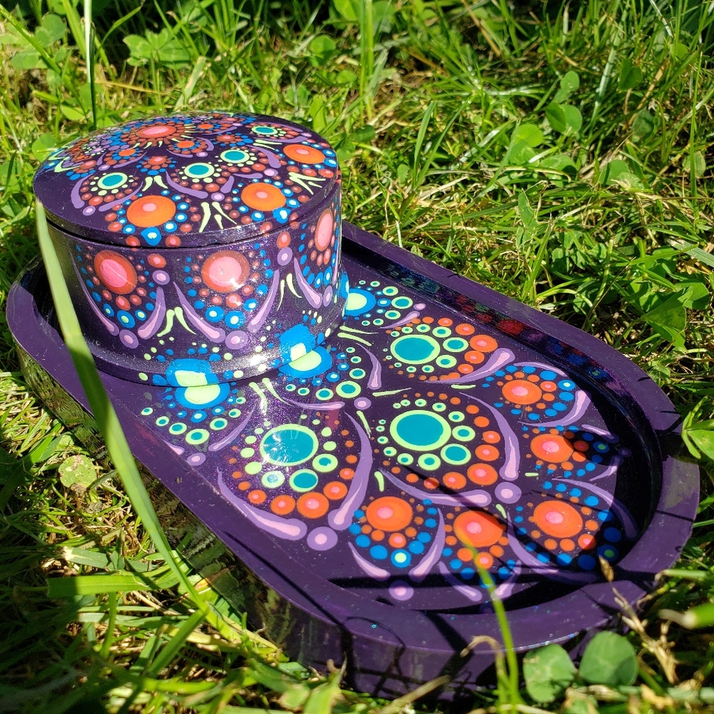 Peacock mini jar and tray set